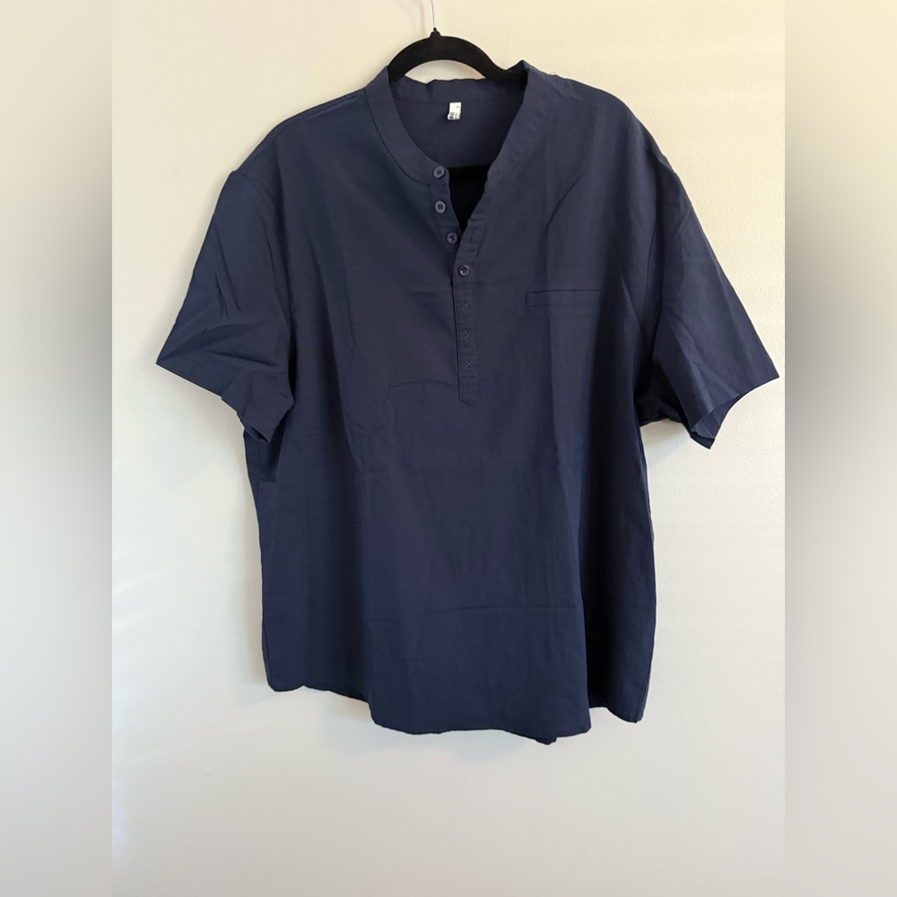 Men's Navy Casual Button-Down Shirt